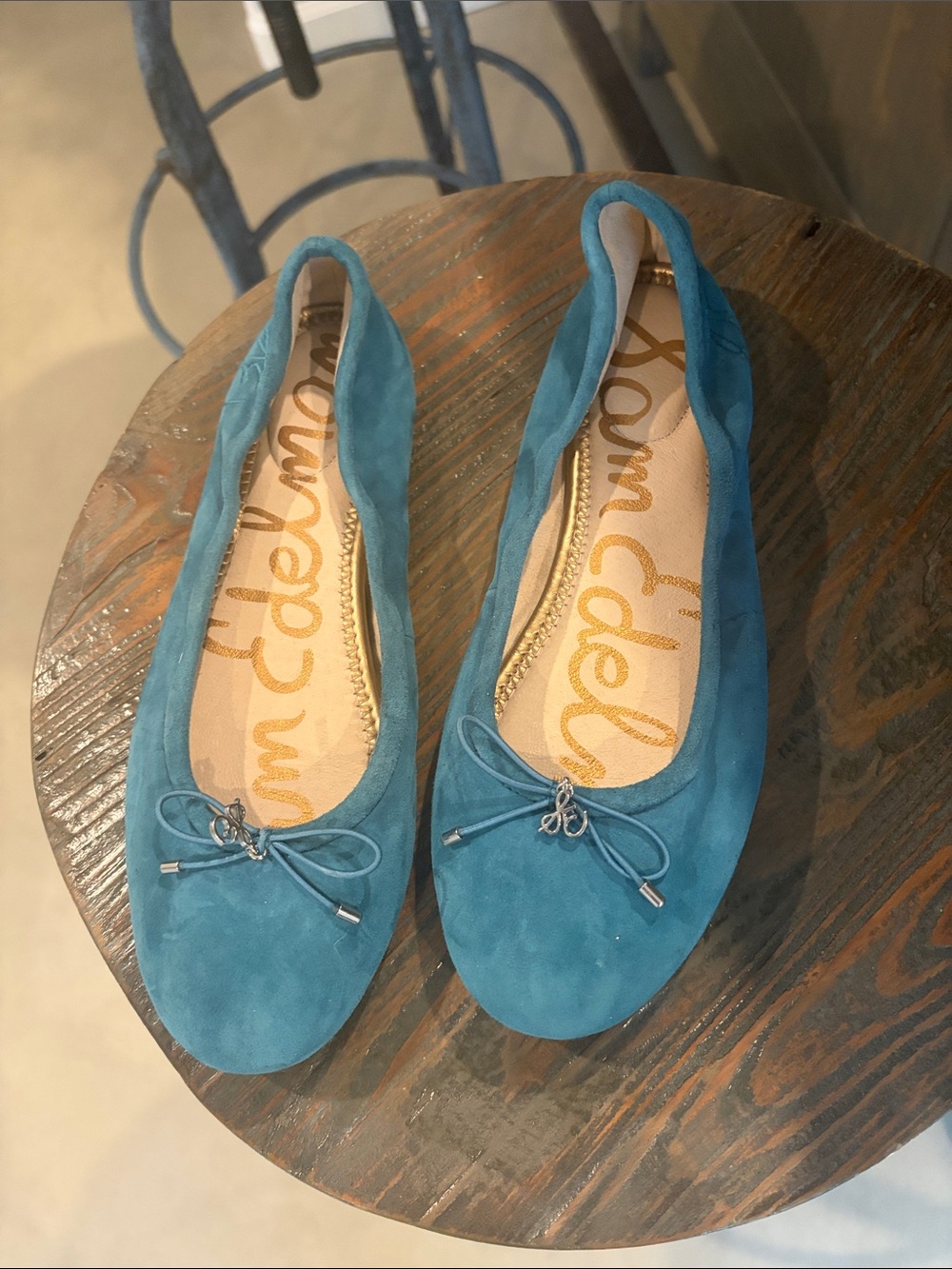 Sam Edelman Teal Suede Ballet Flats with Bow